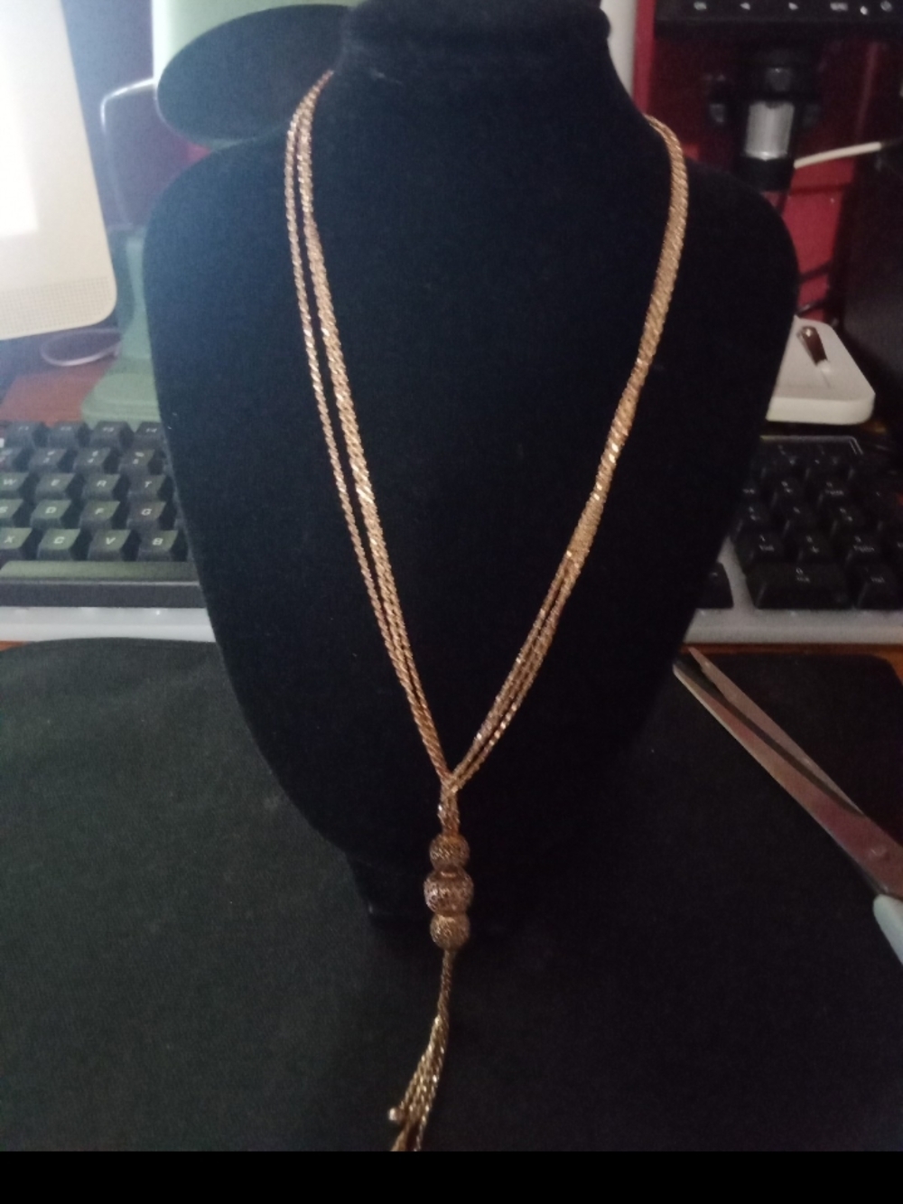 Rose Gold Multi-Strand Tassel Necklace